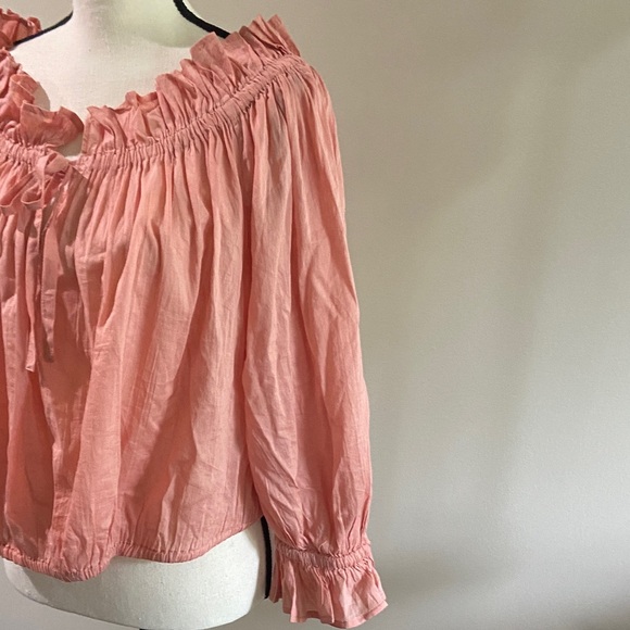Elan Ruffle Off-Shoulder Blouse Peach Color Size Large - Picture 3 of 8